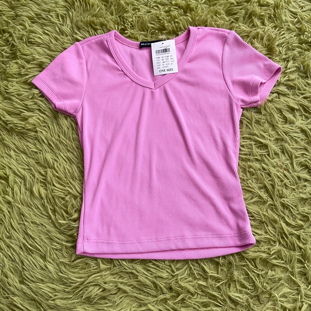 NWT Soft Bubblegum Pink Brandy Melville V-Neck